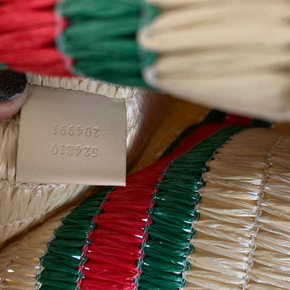 SOLD⛔️Authentic GUCCI STRAW LOGO LATGE TOTE/ REMOVABLE DRAWSTRING LARGE POUCH - Picture 12 of 16